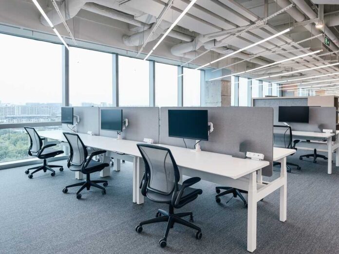 Interior,Of,Modern,Empty,Office,Building.open,White,Ceiling,Design.