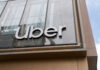 Uber logo on building exterior facade