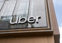 Uber logo on building exterior facade