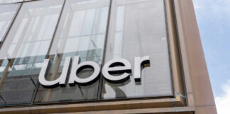 Uber logo on building exterior facade