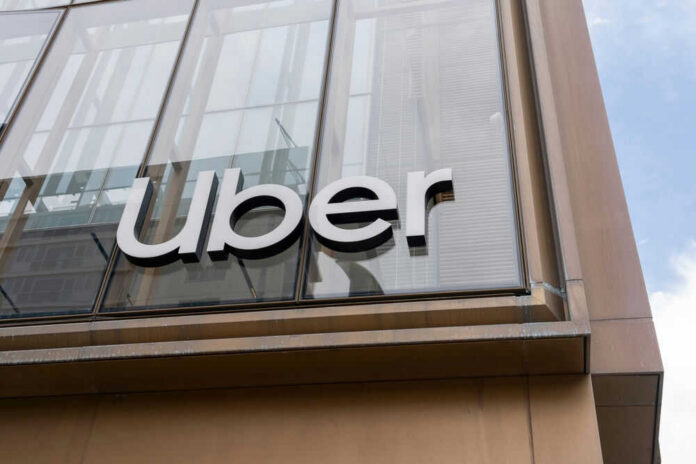Uber logo on building exterior facade