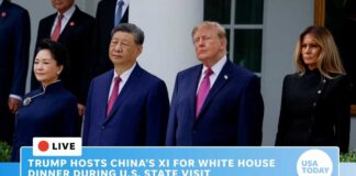 Live: Donald Trump hosts Xi Jinping at White House dinner during China president's state visit
