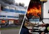Russian Drone Strike Engulfs Pharma Warehouse In Massive Fire Near Kyiv